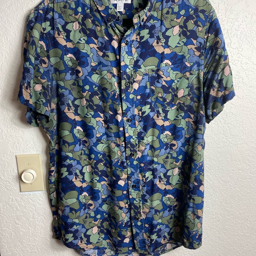 The Rail Blue Green Short Sleeve Shirt Sz L